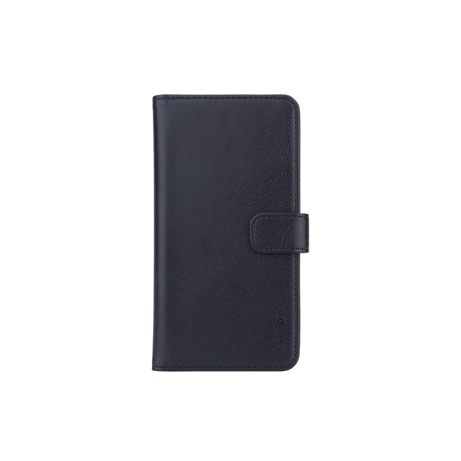 Radicover Exclusive 2-i-1 Universal Large (5,5-6,7) sort læderpungetui med RFID og magnetlås.