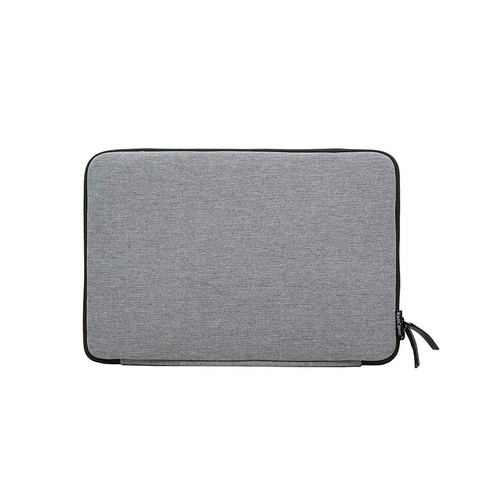 Radicover Computer Sleeve - Universal 15,6, grå med lynlås, vist på hvid baggrund.