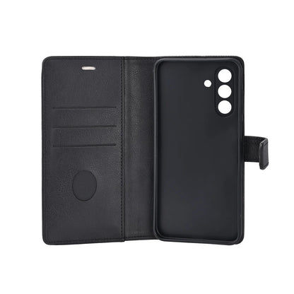 Radicover Fashion Wallet til Samsung Galaxy A57 5G: sort vegansk læder, RFID-beskyttet, kameraudskæringer, set fra bagsiden.